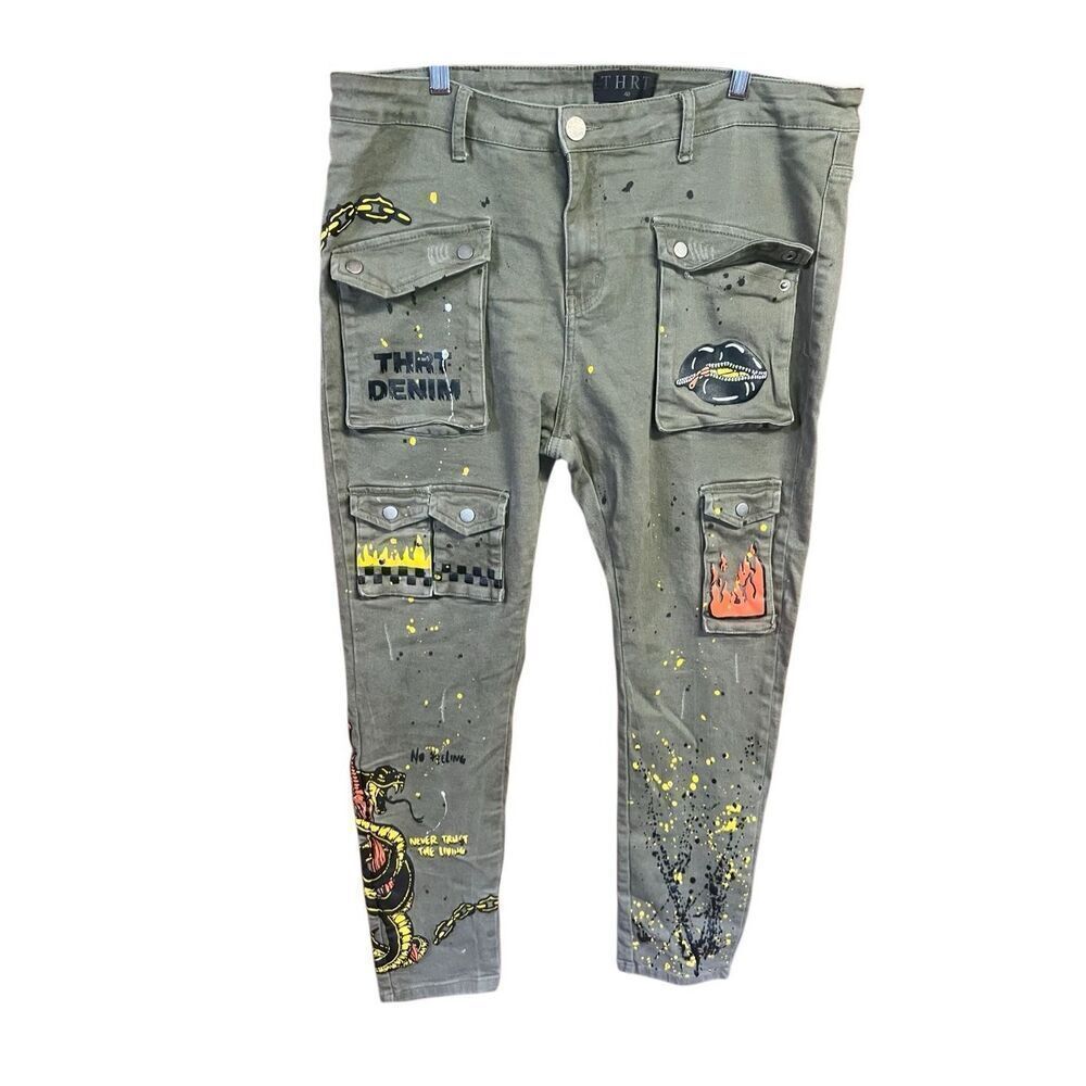 Thrt Men’s Snap Pockets distressed  Jeans Sz 40/31